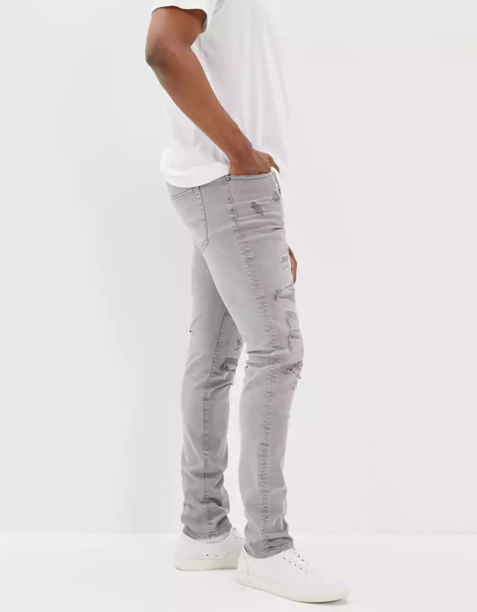 Jean American Eagle AE AirFlexPatched Slim Grise Homme | XGG-61128688